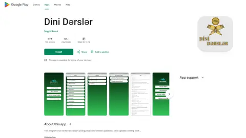 Dini dərslər layihəsinin ekran görüntüsü